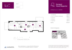 3 pokoje, mieszkanie 50,19 m², piętro 1, oferta nr 1.A.1.07, Murapol Nowe Bogucice, Katowice, Bogucice, ul. Ludwika