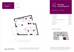 3 pokoje, mieszkanie 48,30 m², piętro 2, oferta nr 1.B.2.06, Murapol Nowe Bogucice, Katowice, Bogucice, ul. Ludwika