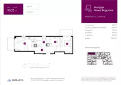 3 pokoje, mieszkanie 50,23 m², piętro 4, oferta nr 1.A.4.07, Murapol Nowe Bogucice, Katowice, Bogucice, ul. Ludwika