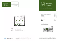 3 pokoje, mieszkanie 52,86 m², parter, oferta nr 2.A.0.03, Murapol EcoOne, Warszawa, Białołęka, Brzeziny, ul. Ostródzka