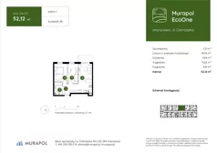 3 pokoje, mieszkanie 52,12 m², piętro 1, oferta nr 2.A.1.07, Murapol EcoOne, Warszawa, Białołęka, Brzeziny, ul. Ostródzka