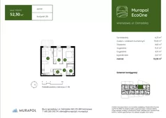 3 pokoje, mieszkanie 51,34 m², piętro 2, oferta nr 3.A.2.08, Murapol EcoOne, Warszawa, Białołęka, Brzeziny, ul. Ostródzka