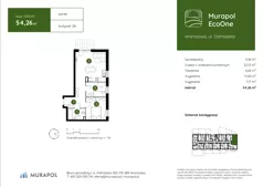 3 pokoje, mieszkanie 54,26 m², parter, oferta nr 2.B.0.03, Murapol EcoOne, Warszawa, Białołęka, Brzeziny, ul. Ostródzka