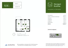 3 pokoje, mieszkanie 52,30 m², piętro 2, oferta nr 2.B.2.01, Murapol EcoOne, Warszawa, Białołęka, Brzeziny, ul. Ostródzka