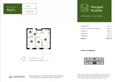 3 pokoje, mieszkanie 52,57 m², piętro 2, oferta nr 2.B.2.06, Murapol EcoOne, Warszawa, Białołęka, Brzeziny, ul. Ostródzka