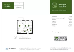 3 pokoje, mieszkanie 53,65 m², piętro 2, oferta nr 2.B.2.10, Murapol EcoOne, Warszawa, Białołęka, Brzeziny, ul. Ostródzka