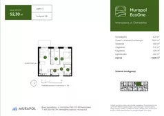 3 pokoje, mieszkanie 52,30 m², piętro 3, oferta nr 2.B.3.01, Murapol EcoOne, Warszawa, Białołęka, Brzeziny, ul. Ostródzka