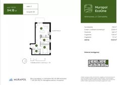 3 pokoje, mieszkanie 54,13 m², piętro 3, oferta nr 2.B.3.03, Murapol EcoOne, Warszawa, Białołęka, Brzeziny, ul. Ostródzka