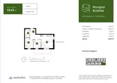 3 pokoje, mieszkanie 53,65 m², piętro 3, oferta nr 2.B.3.04, Murapol EcoOne, Warszawa, Białołęka, Brzeziny, ul. Ostródzka