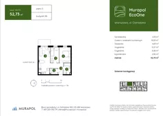 3 pokoje, mieszkanie 52,73 m², piętro 3, oferta nr 2.B.3.11, Murapol EcoOne, Warszawa, Białołęka, Brzeziny, ul. Ostródzka