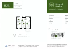 3 pokoje, mieszkanie 49,91 m², piętro 3, oferta nr 2.A.3.10, Murapol EcoOne, Warszawa, Białołęka, Brzeziny, ul. Ostródzka