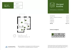 3 pokoje, mieszkanie 52,77 m², piętro 1, oferta nr 3.A.1.12, Murapol EcoOne, Warszawa, Białołęka, Brzeziny, ul. Ostródzka