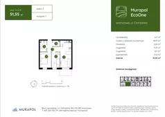 3 pokoje, mieszkanie 51,55 m², piętro 2, oferta nr 3.A.2.10, Murapol EcoOne, Warszawa, Białołęka, Brzeziny, ul. Ostródzka