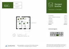 3 pokoje, mieszkanie 51,34 m², piętro 3, oferta nr 3.A.3.07, Murapol EcoOne, Warszawa, Białołęka, Brzeziny, ul. Ostródzka