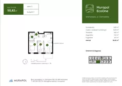 3 pokoje, mieszkanie 50,82 m², piętro 3, oferta nr 3.A.3.08, Murapol EcoOne, Warszawa, Białołęka, Brzeziny, ul. Ostródzka