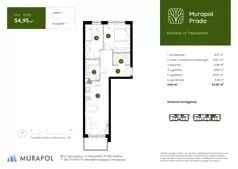 3 pokoje, mieszkanie 54,95 m², piętro 1, oferta nr 1.E.1.05, Murapol Prado, Kraków, Prądnik Biały, ul. Piaszczysta