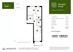 3 pokoje, mieszkanie 55,81 m², piętro 3, oferta nr 1.C.3.01, Murapol Prado, Kraków, Prądnik Biały, ul. Piaszczysta