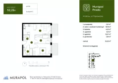 3 pokoje, mieszkanie 48,84 m², piętro 1, oferta nr 3.B.1.06, Murapol Prado - Etap II, Kraków, Prądnik Biały, ul. Piaszczysta
