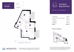 3 pokoje, mieszkanie 52,81 m², piętro 1, oferta nr 1.A.1.04, Murapol BrynówOne, Katowice, Brynów-Osiedle Zgrzebnioka, Brynów, ul. Rzepakowa