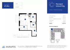 3 pokoje, mieszkanie 46,33 m², piętro 2, oferta nr 1.A.2.12, Murapol UniverCity, Łódź, Śródmieście, ul. Stefanowskiego