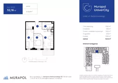 3 pokoje, mieszkanie 46,33 m², piętro 2, oferta nr 1.A.2.12, Murapol UniverCity, Łódź, Śródmieście, ul. Stefanowskiego