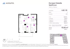 3 pokoje, mieszkanie 53,83 m², piętro 1, oferta nr 6.B.1.10, Murapol Osiedle Szafirove, Gliwice, Stare Gliwice, ul. Szafirowa