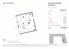 3 pokoje, mieszkanie 53,23 m², piętro 5, oferta nr 6.B.5.07, Murapol Osiedle Szafirove, Gliwice, Stare Gliwice, ul. Szafirowa