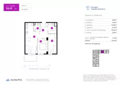 3 pokoje, mieszkanie 56,41 m², piętro 4, oferta nr 1.A.4.15, Murapol Osiedle Szafirove, Gliwice, Stare Gliwice, ul. Szafirowa