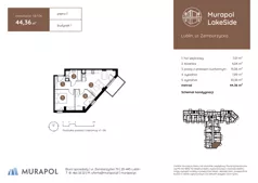 3 pokoje, mieszkanie 44,36 m², piętro 1, oferta nr 1.B.1.06, Murapol LakeSide, Lublin, Wrotków, ul. Zemborzycka