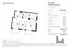 4 pokoje, mieszkanie 65,55 m², piętro 6, oferta nr 3.A.6.02, Murapol Agosto, Łódź, Polesie, Stare Polesie, ul. 6 Sierpnia