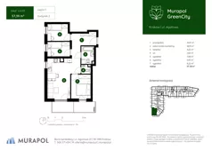 4 pokoje, mieszkanie 57,39 m², piętro 1, oferta nr 2.A.1.05, Murapol GreenCity, Kraków, Bieżanów-Prokocim, Osiedle Złocień, ul. Agatowa