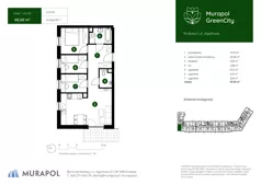 4 pokoje, mieszkanie 64,41 m², piętro 1, oferta nr 2.C.1.05, Murapol GreenCity, Kraków, Bieżanów-Prokocim, Osiedle Złocień, ul. Agatowa