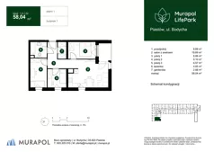 4 pokoje, mieszkanie 58,04 m², piętro 1, oferta nr 1.A.1.02, Murapol LifePark, Piastów, ul. Bodycha 