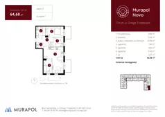 4 pokoje, mieszkanie 64,68 m², piętro 2, oferta nr 1.A.2.14, Murapol Novo, Toruń, Jakubskie Przedmieście, ul. Droga Trzeposka