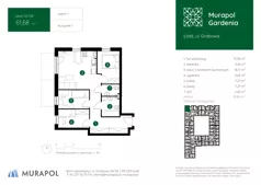 4 pokoje, mieszkanie 61,68 m², piętro 1, oferta nr 1.D.1.06, Murapol Gardenia, Łódź, Górna, Górniak, ul. Grabowa