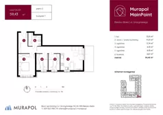 4 pokoje, mieszkanie 59,43 m², piętro 2, oferta nr 1.B.2.07, Murapol MainPoint, Bielsko-Biała, Śródmieście, ul. Grażyńskiego