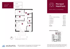 4 pokoje, mieszkanie 57,77 m², parter, oferta nr 1.A.0.03, Murapol MainPoint, Bielsko-Biała, Śródmieście, ul. Grażyńskiego