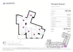 4 pokoje, mieszkanie 66,90 m², piętro 1, oferta nr 1.B.1.02, Murapol Scarpa, Gdańsk, Siedlce, ul. Kartuska