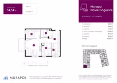 4 pokoje, mieszkanie 54,54 m², piętro 4, oferta nr 2.A.4.06, Murapol Nowe Bogucice, Katowice, Bogucice, ul. Ludwika
