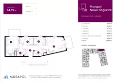 4 pokoje, mieszkanie 64,99 m², piętro 4, oferta nr 2.B.4.01, Murapol Nowe Bogucice, Katowice, Bogucice, ul. Ludwika