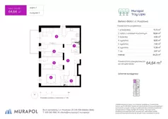 4 pokoje, mieszkanie 64,64 m², piętro 1, oferta nr 3.A.1.08, Murapol Trzy Lipki, Bielsko-Biała, Stare Bielsko, ul. Muszlowa