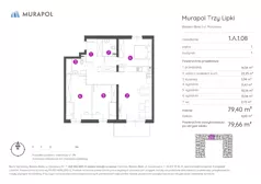 4 pokoje, mieszkanie 79,66 m², piętro 1, oferta nr 1.A.1.08, Murapol Trzy Lipki, Bielsko-Biała, Stare Bielsko, ul. Muszlowa