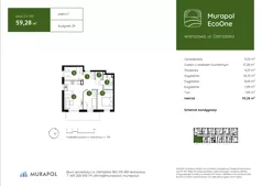 4 pokoje, mieszkanie 59,28 m², piętro 1, oferta nr 2.A.1.03, Murapol EcoOne, Warszawa, Białołęka, Brzeziny, ul. Ostródzka