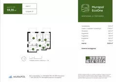 4 pokoje, mieszkanie 59,35 m², piętro 1, oferta nr 2.A.1.04, Murapol EcoOne, Warszawa, Białołęka, Brzeziny, ul. Ostródzka