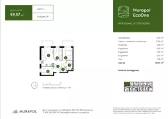 4 pokoje, mieszkanie 59,37 m², piętro 2, oferta nr 2.A.2.04, Murapol EcoOne, Warszawa, Białołęka, Brzeziny, ul. Ostródzka