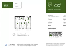 4 pokoje, mieszkanie 59,28 m², piętro 1, oferta nr 2.A.1.03, Murapol EcoOne, Warszawa, Białołęka, Brzeziny, ul. Ostródzka