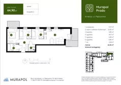 4 pokoje, mieszkanie 64,90 m², parter, oferta nr 2.C.0.01, Murapol Prado, Kraków, Prądnik Biały, ul. Piaszczysta