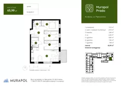 4 pokoje, mieszkanie 63,99 m², parter, oferta nr 2.C.0.03, Murapol Prado, Kraków, Prądnik Biały, ul. Piaszczysta