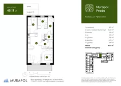 4 pokoje, mieszkanie 65,13 m², parter, oferta nr 2.C.0.07, Murapol Prado, Kraków, Prądnik Biały, ul. Piaszczysta