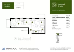 4 pokoje, mieszkanie 56,21 m², piętro 1, oferta nr 5.A.1.05, Murapol Prado - Etap II, Kraków, Prądnik Biały, ul. Piaszczysta